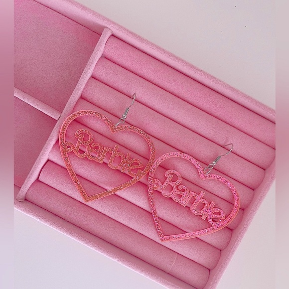 Barbie Boutique heart glitter earrings NWT - Picture 3 of 4